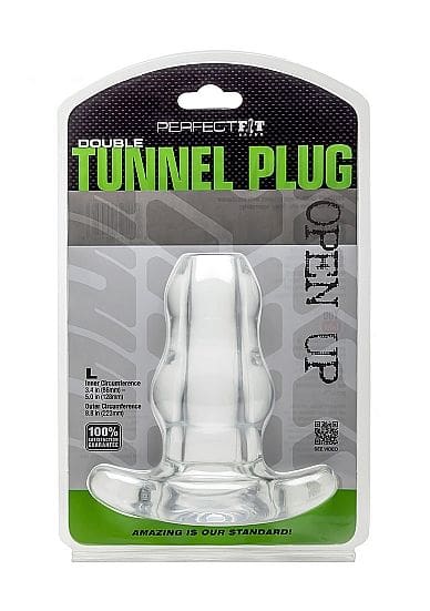 PERFECT FIT BRAND - DOUBLE TUNNEL PLUG XL LARGE CLEAR 2